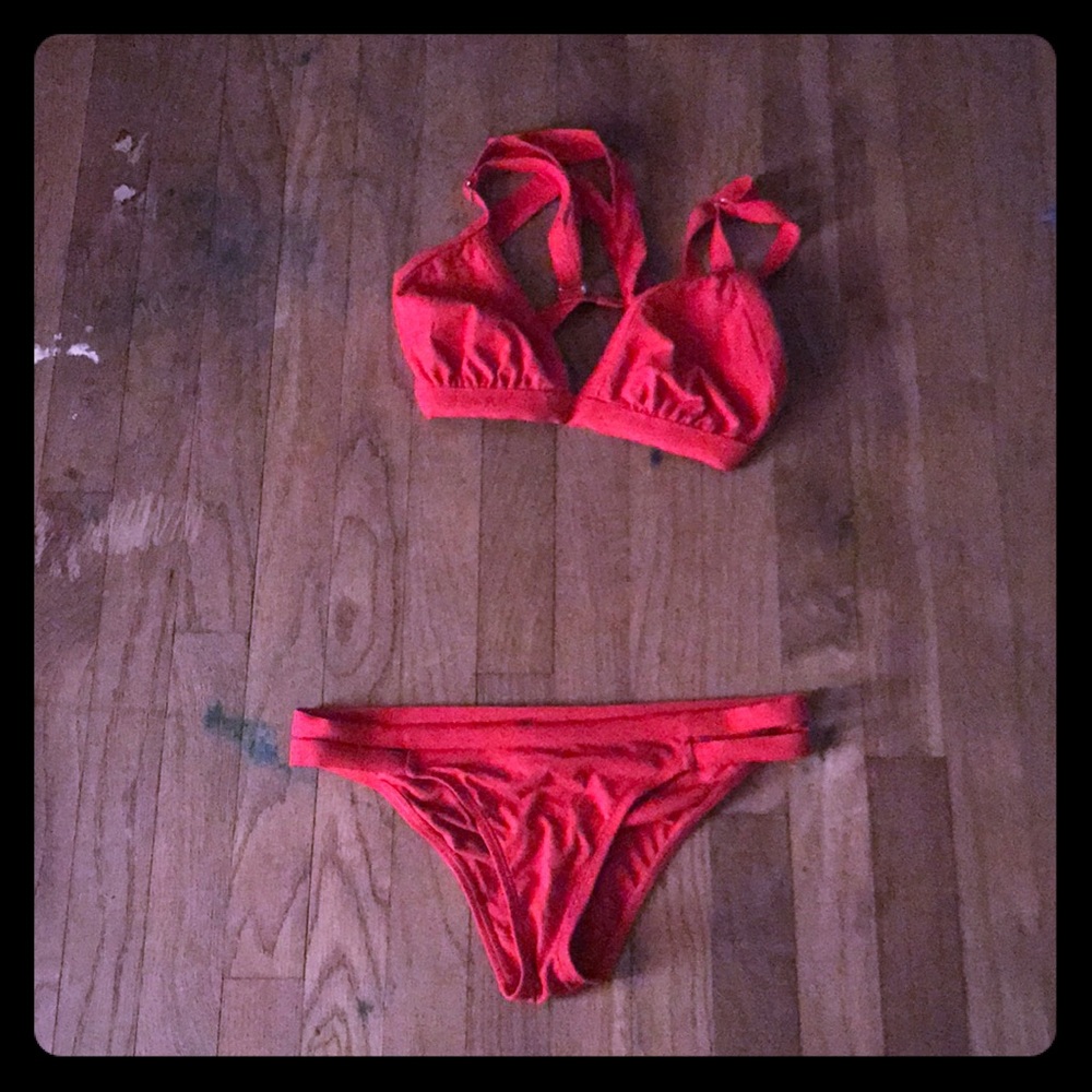 Red swim suit
